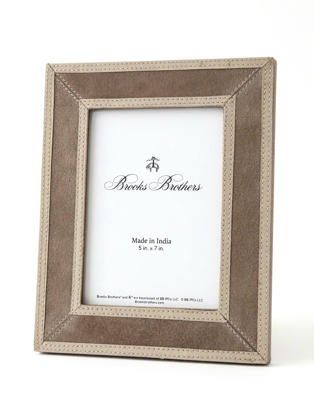 Brooks Brothers Genuine Leather 5x7 Photo Frame Cream Suede Picture Frame NWT
